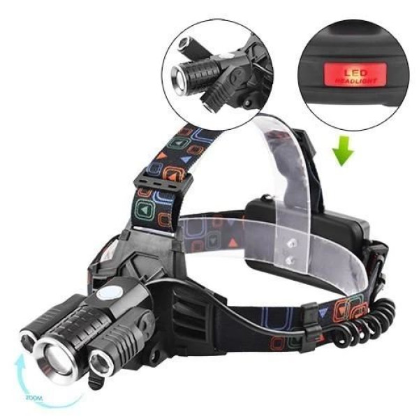 Фонарь налобный Police W602-T6+2XPE ЗП 220V / 12V 2 * 18650 zoom для рыбалки, охоты, туризма и активного отдых
