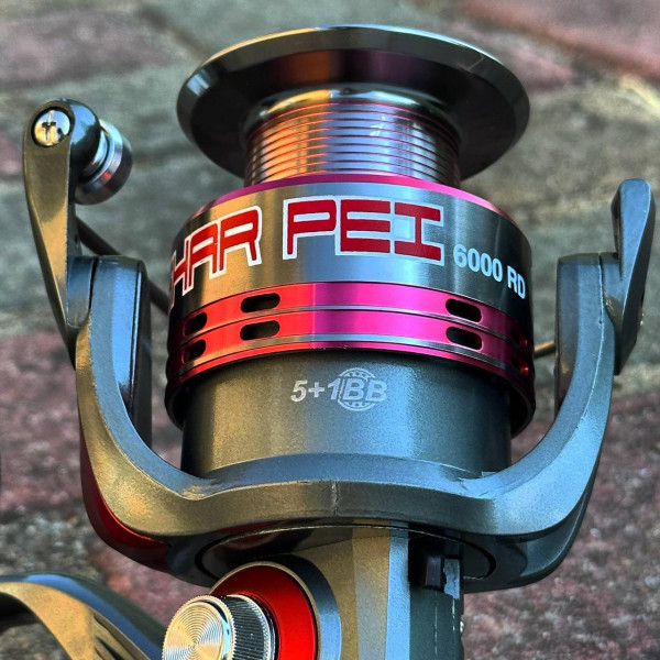 Катушка безынерционная Bratfishing Shar Pei 6000 RD, 5+1 подшипник, задний фрикцион, металлическая шпуля