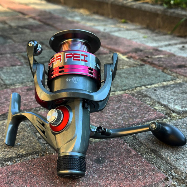 Катушка безынерционная Bratfishing Shar Pei 6000 RD, 5+1 подшипник, задний фрикцион, металлическая шпуля
