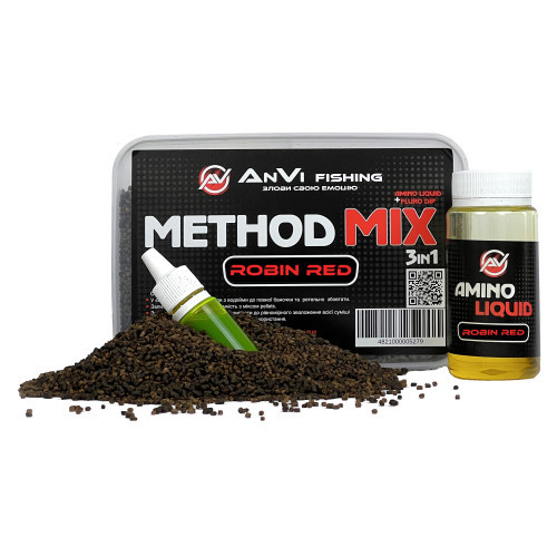 Пеллетс карповый AnVi METHOD MIX 3in1 Robin Red 400г.