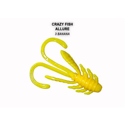 Съедобная силиконовая приманка Crazy Fish Allure 1.6" 23-40-3-6 кальмар, набор 8 шт, для ловли форели, окуня и