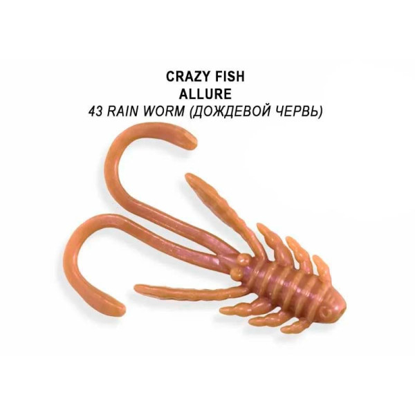 Їстівна силіконова приманка Crazy Fish Allure 1.6" 23-40-43-6, кальмар, для форелі, окуня, мікроджиг, уловиста приманка