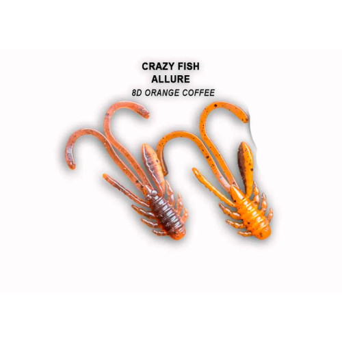 Съедобная силиконовая приманка Crazy Fish Allure 1.6" (0,86 г) цвет 23-40-8d-6, для форели и окуня, микроджиг,