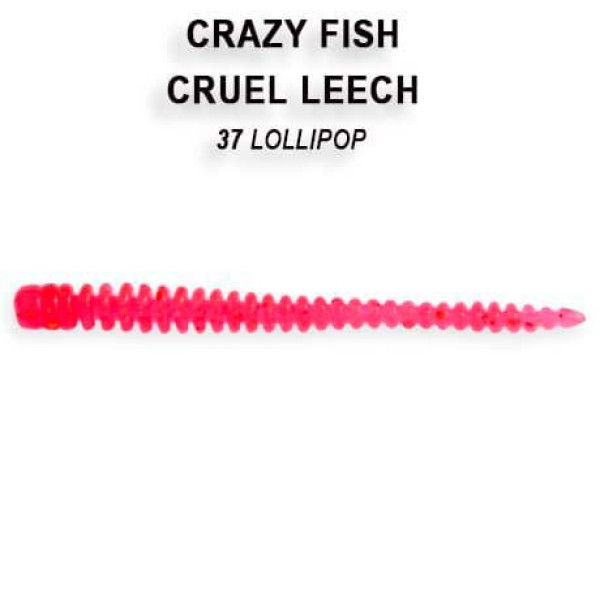 Їстівна силіконова приманка Crazy Fish Cruel Leech 2.2" 8-55-37-4, колір креветка, активна для окуня, щуки та судака