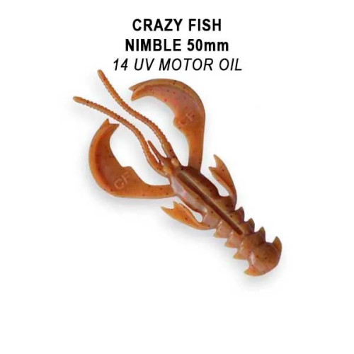 Їстівна силіконова приманка Crazy Fish Nimble 2" 5см 50-50-14-6-F кальмар, активний рак для окуня, щуки, судака