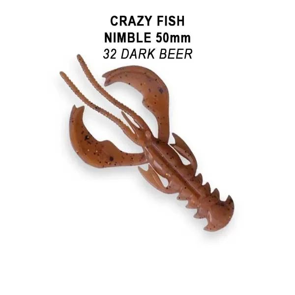 Їстівна силіконова приманка Crazy Fish Nimble 2" 50-50-32-6-F кальмар, активний рак, набір приманок для окуня, судака та щуки