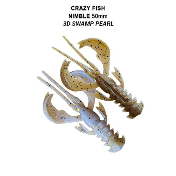 Їстівна силіконова приманка Crazy Fish Nimble 2" 50-50-3d-6-F – активний рак, кальмар, універсальна для лову окуня, щуки, судака