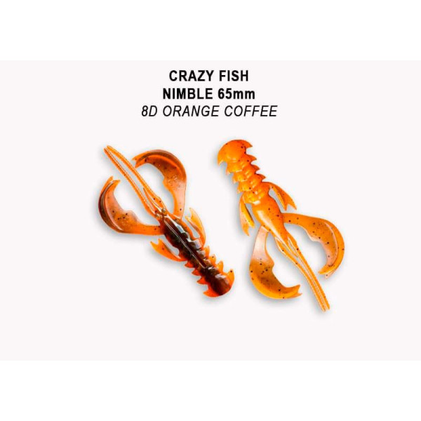 Їстівна силіконова приманка Crazy Fish Nimble 2.5" 44-65-8d-6, рак для лову окуня, щуки та судака