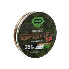 Шок-лідер CARP PRO DIAMOND плетений PE 8x шок-лiдер 35 lb 25 м коричн. камо CARP PRO DIAMOND