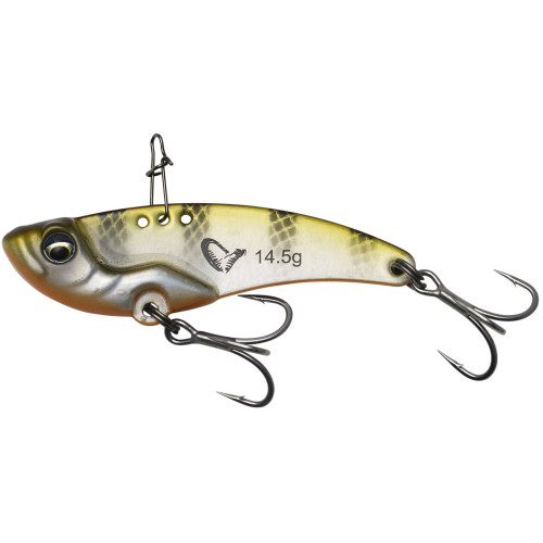 Цикада Savage Gear Vib Blade 45 мм 8.5 г Olive Stripes, металева приманка для окуня, щуки, судака, трійники, тонуча