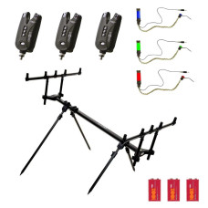 Набір Carp Pro D-Carp 3-4 Rod Pod 4 legs + сигналізатори CARP PRО 3 шт + свінгера FISHING ROI BITE INDICATOR 3 шт + крона 3 шт