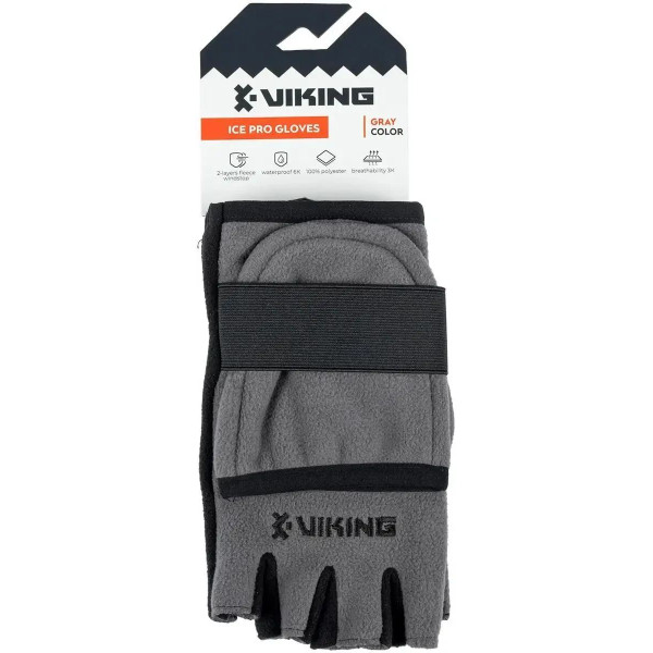 Рукавички Viking Fishing Ice Pro Gloves L (fleece) 5 cut finger+cover grey-graphite