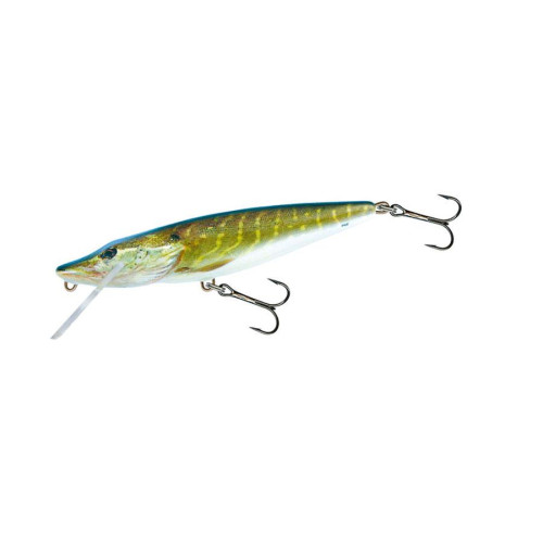 Воблер Salmo Pike FLO 11 см Real Pike, плаваючий, для ловлі щуки, з активною грою, зносостійкі потрійні гачки, уловистий джерк