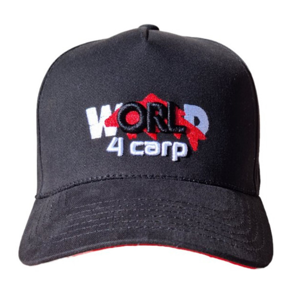 Бейсболка World4Carp Cap, классическая, 100% хлопок, регулируемый размер, с вышитым логотипом, черная, для рыб