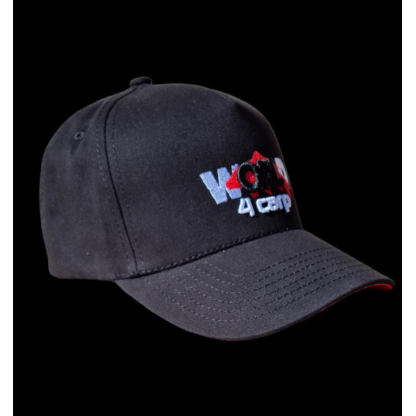 Бейсболка World4Carp Cap, классическая, 100% хлопок, регулируемый размер, с вышитым логотипом, черная, для рыб