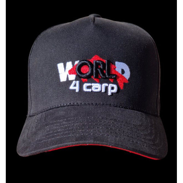 Бейсболка World4Carp Cap, классическая, 100% хлопок, регулируемый размер, с вышитым логотипом, черная, для рыб