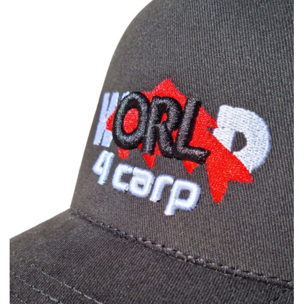 Бейсболка World4Carp Cap, классическая, 100% хлопок, регулируемый размер, с вышитым логотипом, черная, для рыб