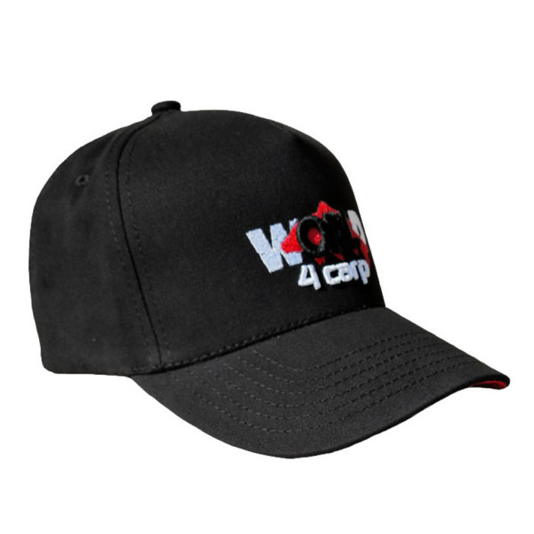 Бейсболка World4Carp Cap, классическая, 100% хлопок, регулируемый размер, с вышитым логотипом, черная, для рыб