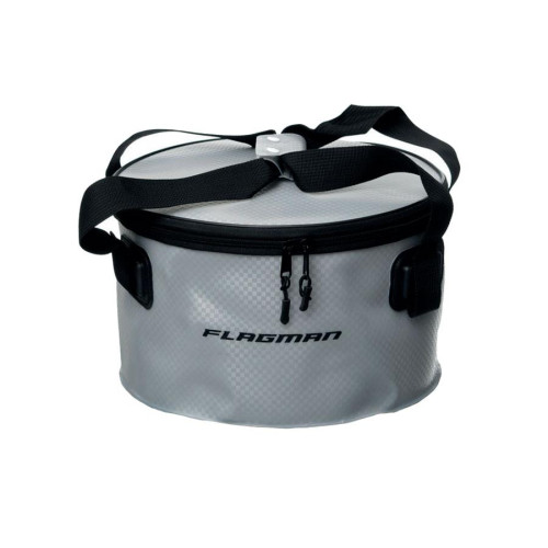 Відро для прикормки Flagman Gray EVA 30x18 см з кришкою, водонепроникне, складане, легке, міцне, для риболовлі та транспортування