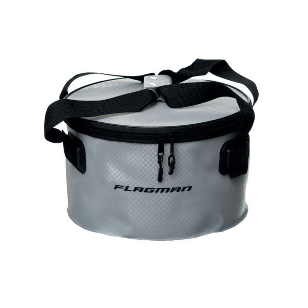 Відро для прикормки Flagman Gray EVA 30x18 см з кришкою, водонепроникне, складане, легке, міцне, для риболовлі та транспортування