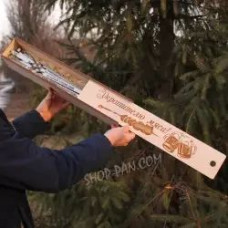 Тубус для шампурів дерев’яний 58×10×7 см з металевими ручками — кейс для зберігання, транспортування, гравіювання, подарунок чолов