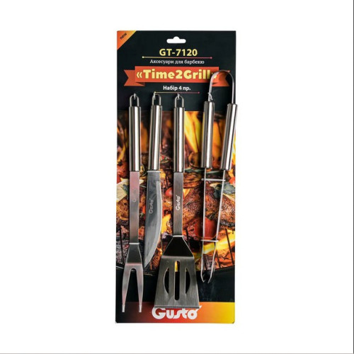 Набор аксессуаров для барбекю Time2Grill GUSTO, 4 предмета, нержавеющая сталь, инструменты для гриля, для манг