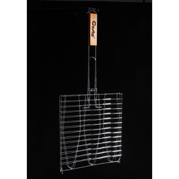 Решітка-гриль для риби Time2Grill GUSTO GT-7101, 61x28 см, з дерев’яною ручкою, антипригарне покриття, міцна конструкція