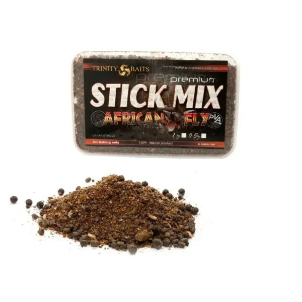 Стик-микс Trinity Baits African Fly 500 г — премиум прикормка для карпа, сазана и амура, с кальмаром, гаммарус