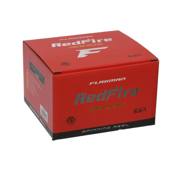 Катушка Flagman RedFire 3000S, спиннинговая, 5+1 подшипник, графитовый корпус, Anti-Twist, алюминиевая шпуля,