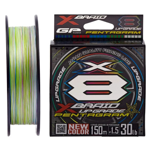 Шнур YGK X-Braid Upgrade X8 Pentagram 150m #0.4/0.104mm 10lb,мультиколор,разрывная сила 4.5 кг