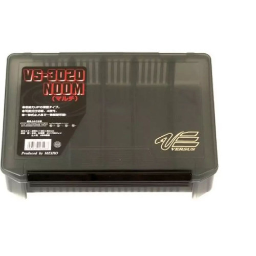 Коробка Meiho Versus VS-3020NDDM 255x190x60 мм, пластиковый рыболовный ящик, регулируемые ячейки, черная и про