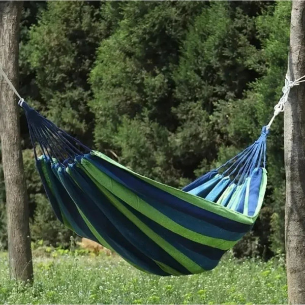 Гамак двухместный тканевый Bonro B-091 270x150 см, зелёный, с чехлом, нагрузка 120 кг, для дома, дачи
