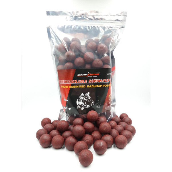 Бойли розчинні Carp Dream "Squid Robin Red" 24 мм, 900 г — потужний аромат кальмара і легендарного Robin Red для трофейної ловлі!