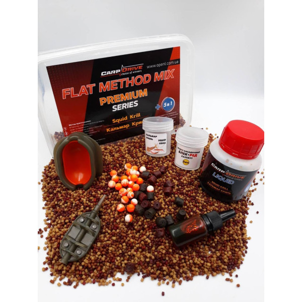 Методний пелетс, флет-тераптик мікс Кальмар-Криль (Squid-Krill) Premium series Carp Drive 7 в 1