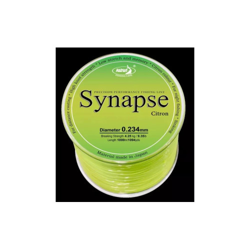 Волосінь Katran Synapse Citron 1000 м, 0.286 мм, 13.25 lb (6 кг), тонуча, лимонний колір, монофільна для коропової риболовлі