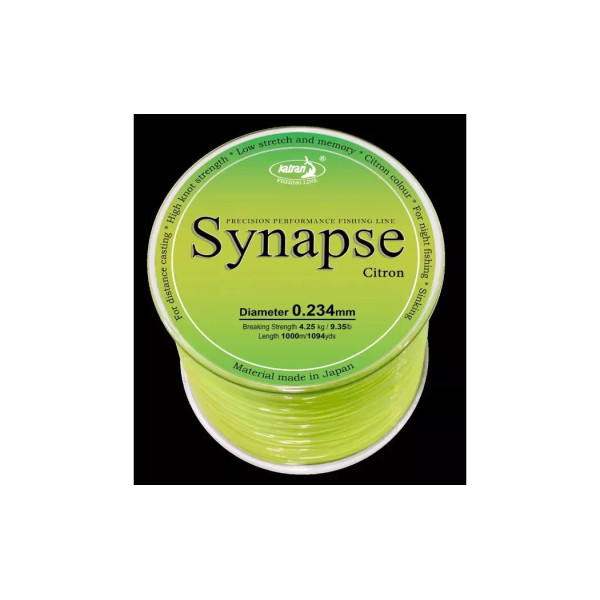 Волосінь Katran Synapse Citron 1000 м, 0.286 мм, 13.25 lb (6 кг), тонуча, лимонний колір, монофільна для коропової риболовлі