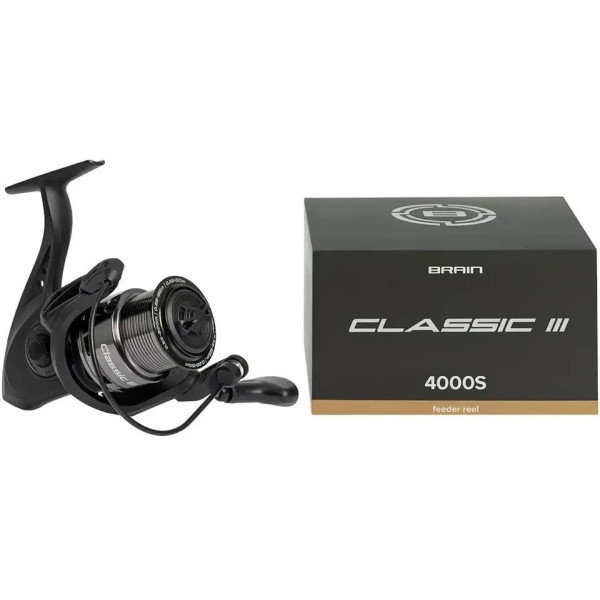 Безінерційна котушка Brain Classic III Feeder 4000S, 4+1 підшипник, передній фрикціон, 4.9:1, ліва/права ручка, для фідерної ловлі