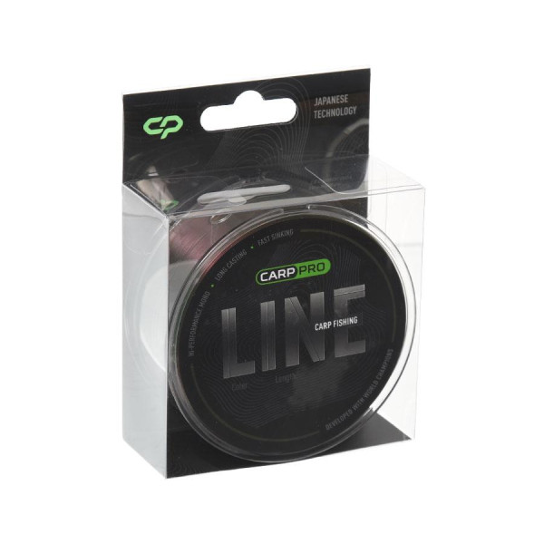 Жилка Carp Pro Carp Fishing Line Green, тонуча карпова жилка, 300 м, діаметр 0.286 мм, міцна, для точних закидів