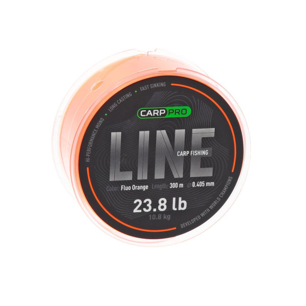 Леска Carp Pro Fluo Orange 0.286 мм 300 м, флуоресцентная, тонущая, карповая, прочная, малорастяжимая