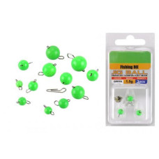 Чебурашка вольфрамовая Green 1.5 г, 3 шт, грузило для рыбалки, компактное, низкая парусность, прочная скоба