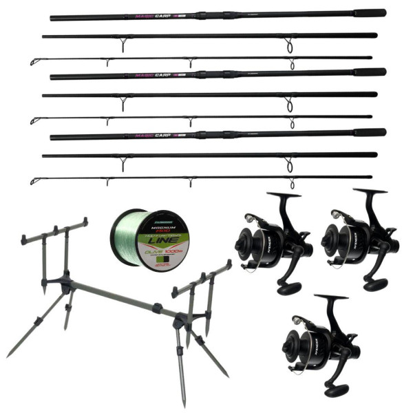 Готовий набір для карпфішингу Flagman Magic Carp  (3 шт.) + котушки Avenger + Rod Pod 3.60