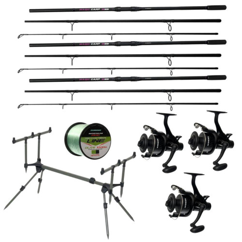 Готовий набір для карпфішингу Flagman Magic Carp  (3 шт.) + котушки Avenger + Rod Pod 3.90