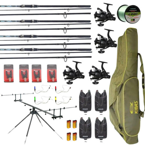 Карповий набір: Fishing Roi Dynamic на 4 вудлища + Flagman Sensor котушки + рід-под, чохол, сигналізатори 3.9