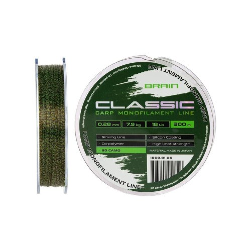 Жилка Brain Classic Carp Line 3D Camo 300м 0.25мм 15lb 6.6кг