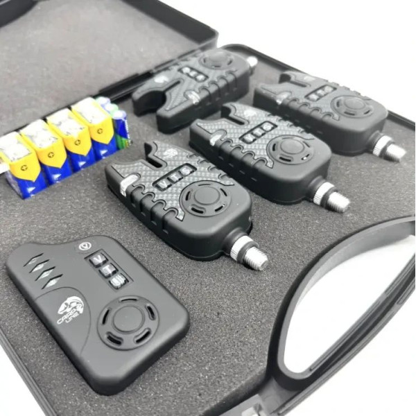 Набор сигнализаторов Carp Line TLI-22 (4+1) | LED индикация | Карповая рыбалка | Пейджер | Защитный кейс