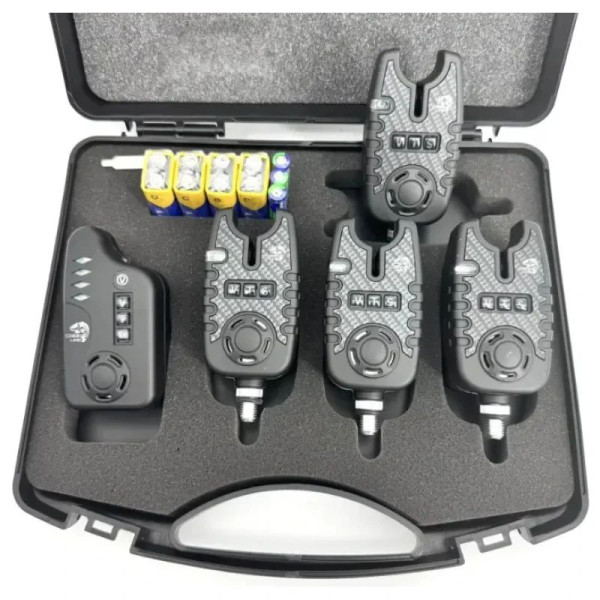 Набор сигнализаторов Carp Line TLI-22 (4+1) | LED индикация | Карповая рыбалка | Пейджер | Защитный кейс