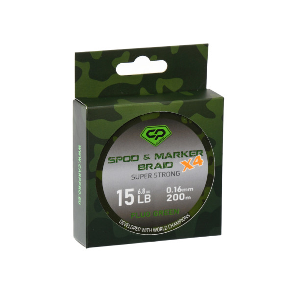 Плетений шнур Carp Pro Diamond Spood & Marker Braid PE X4 0,16 мм флуоресцентно-зелений 200 м 15 lb