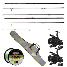 Короповий набір Brain Apex 3.9 м 3.5 lb 2 вудилища + 2 котушки Flagman Endura Carp 8000 FS + волосінь 800 м + чохол