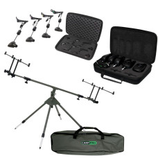 Набір для коропової риболовлі род-под Carp Pro CP75062 на 4 вудилища + сигналізатори Carp Pro D-Carp WT 4+1 + свінгери з LED