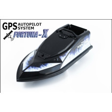 Прикормочний кораблик Fortuna Phantom Modern з GPS-автопілотом, далекоміром і пультом, дальність 450 м, вантажність 700 г Чорний з блакитними наклейками